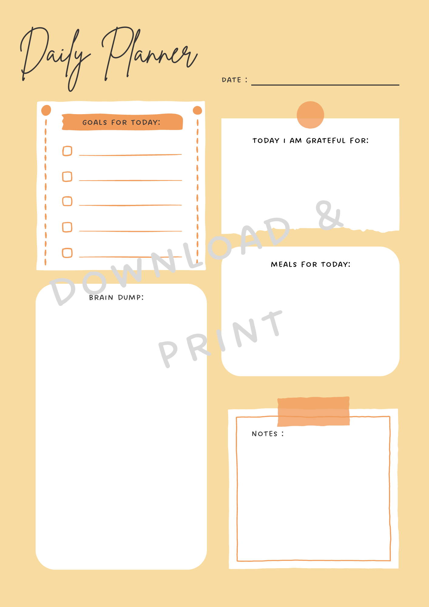 Daily planner printable template