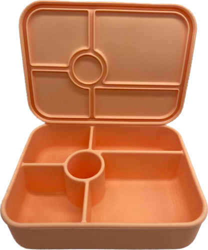 5 Compartment Silicone Bento Peach