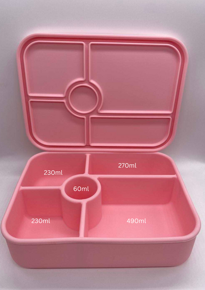 5 Compartment Silicone Bento Peach